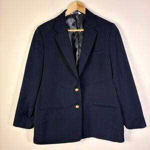 L.L. Bean Traveller Women's Navy Blazer with Gold Buttons Classic Office
